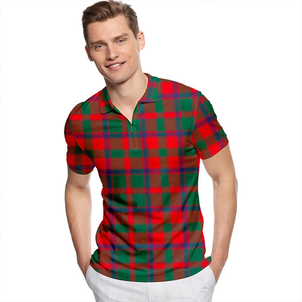 Bruce Old Modern Tartan Classic Lapel Zip Short Sleeve Polo