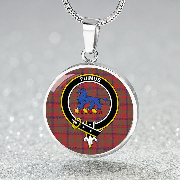 Bruce Old Weathered Clan Badge Tartan Classic Circle Necklace