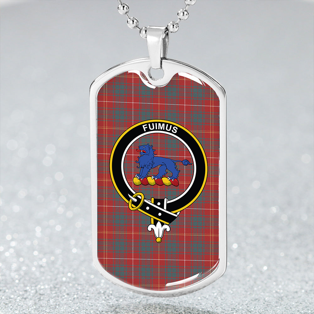 Bruce Weathered Clan Badge Classic Tartan Dog Tag Necklace