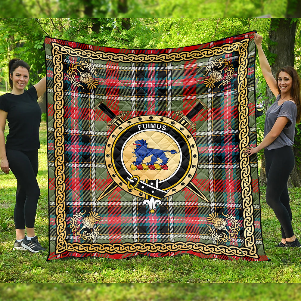 Bruce of Kinnaird Ancient Clan Badge Tartan Premium Quilt Celtic Shield