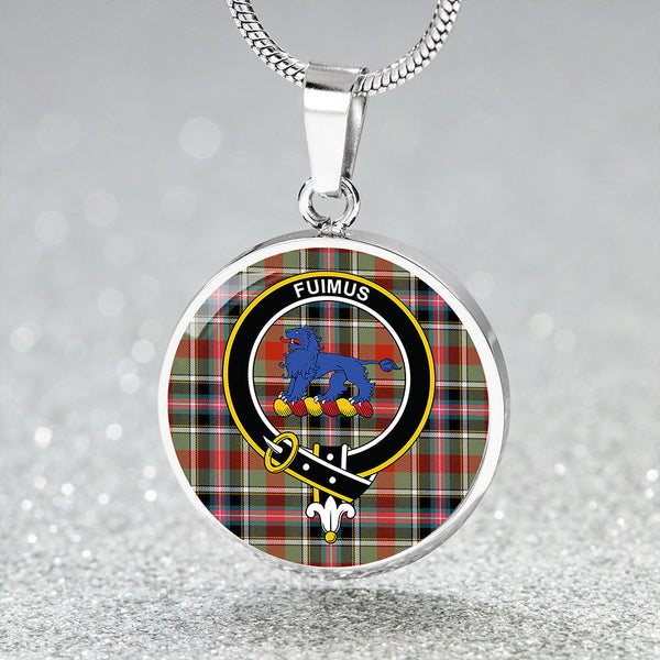 Bruce of Kinnaird Ancient Clan Badge Tartan Classic Circle Necklace