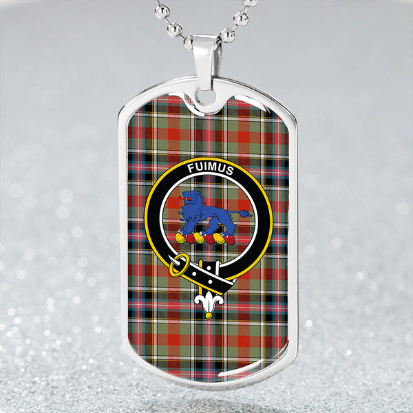 Bruce of Kinnaird Ancient Clan Badge Classic Tartan Dog Tag Necklace