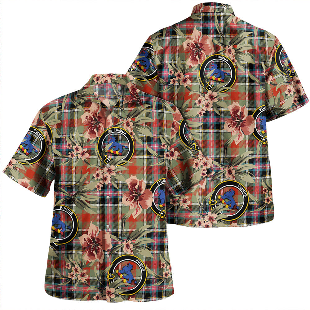 Bruce of Kinnaird Ancient Clan Badge Tartan Aloha Hawaiian Shirt Tropical Old Style