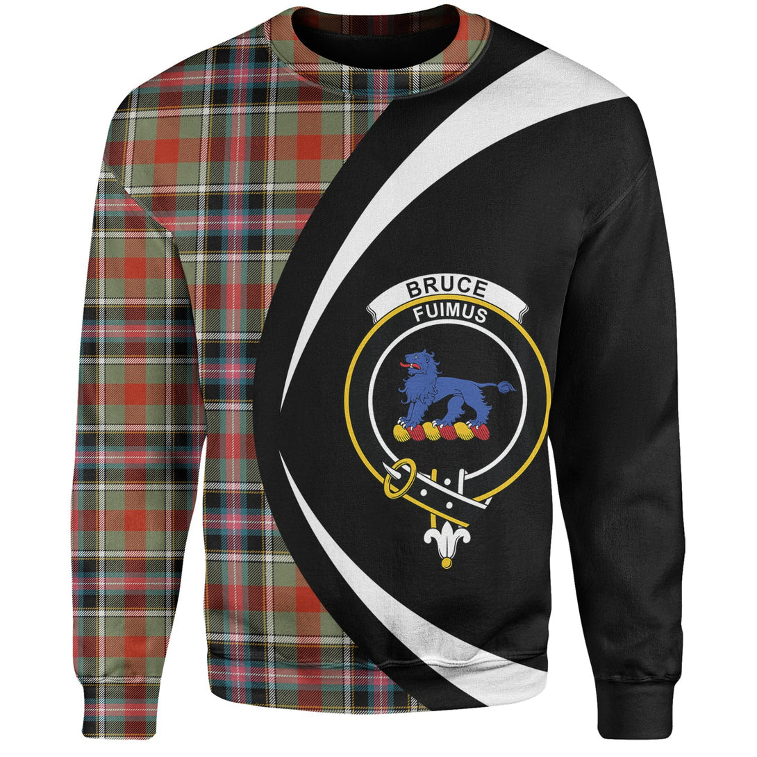 Bruce of Kinnaird Ancient Clan Badge Tartan Sweatshirt Circle Style Personalized