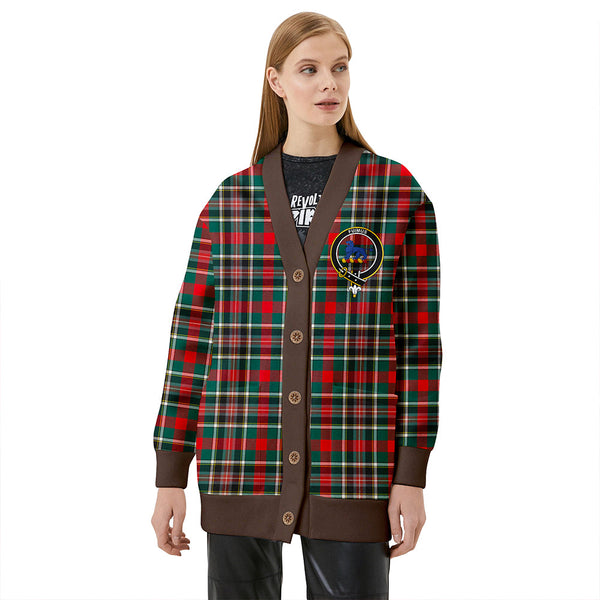 Bruce of Kinnaird Modern Clan Badge Tartan V-neck Cardigan