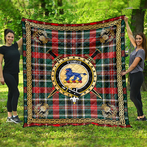 Bruce of Kinnaird Modern Clan Badge Tartan Premium Quilt Celtic Shield