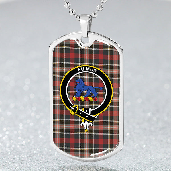 Bruce of Kinnaird Weathered Clan Badge Classic Tartan Dog Tag Necklace