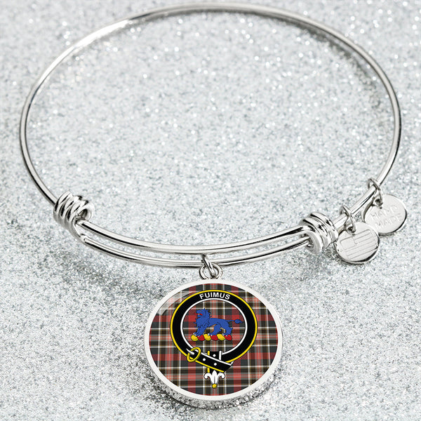 Bruce of Kinnaird Weathered Clan Badge Tartan Classic Circle Bangle