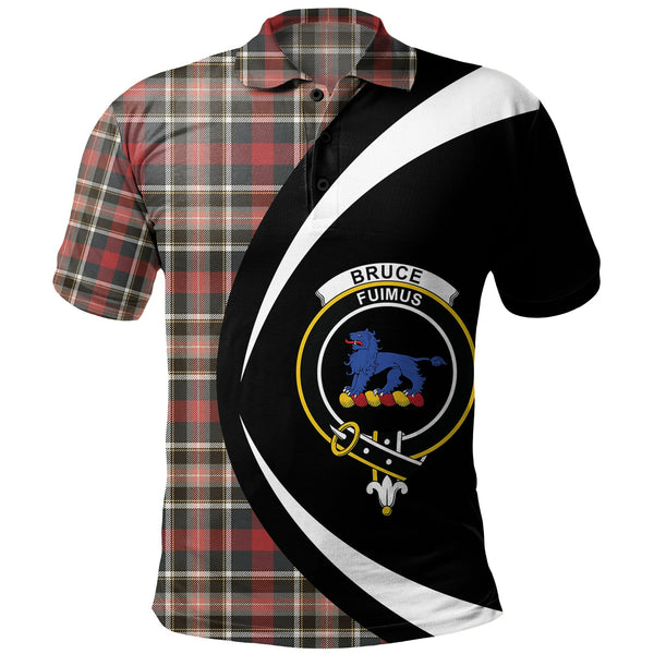 Bruce of Kinnaird Weathered Clan Badge Tartan Polo Shirt Circle Style Personalized