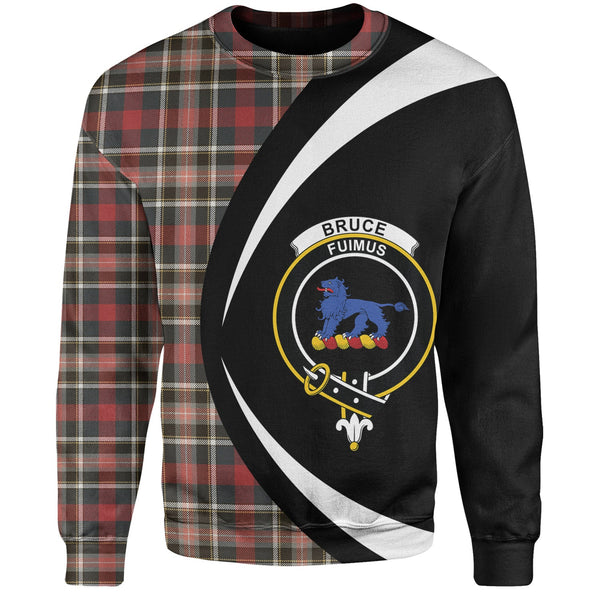 Bruce of Kinnaird Weathered Clan Badge Tartan Sweatshirt Circle Style Personalized