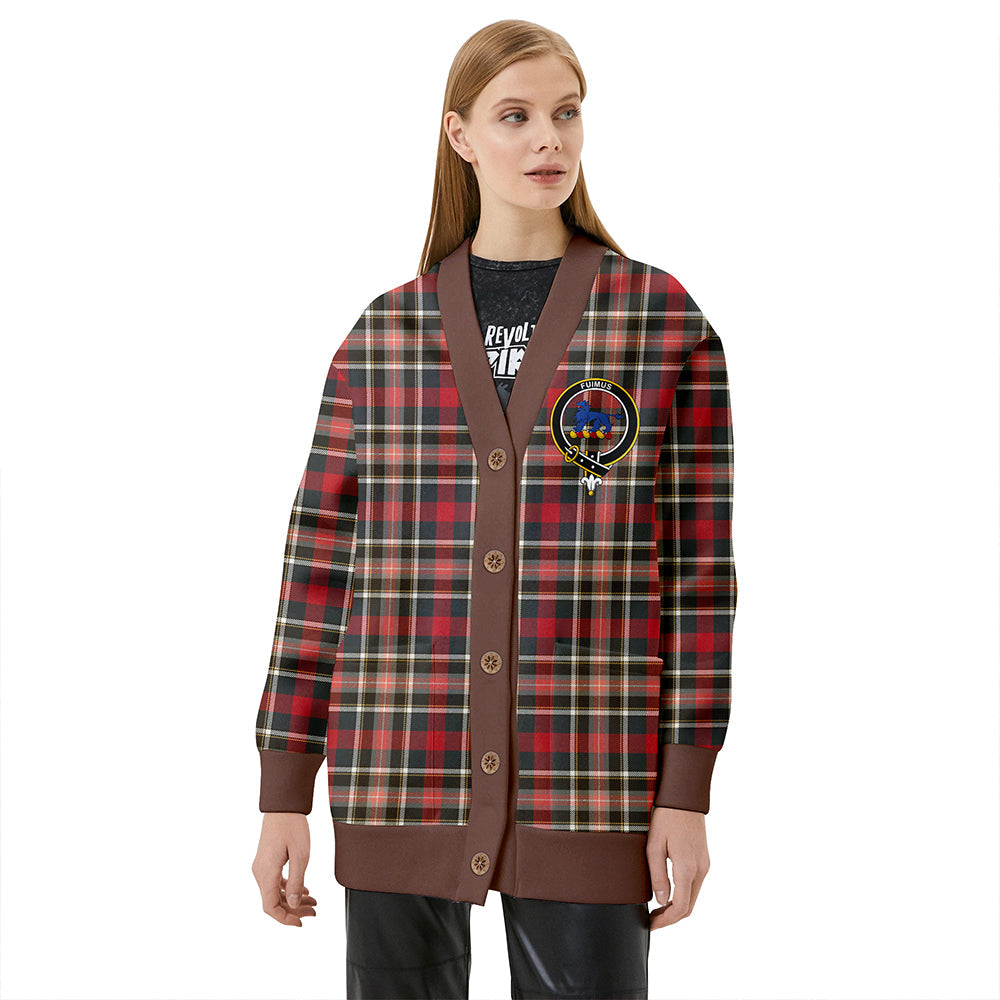 Bruce of Kinnaird Weathered Clan Badge Tartan V-neck Cardigan