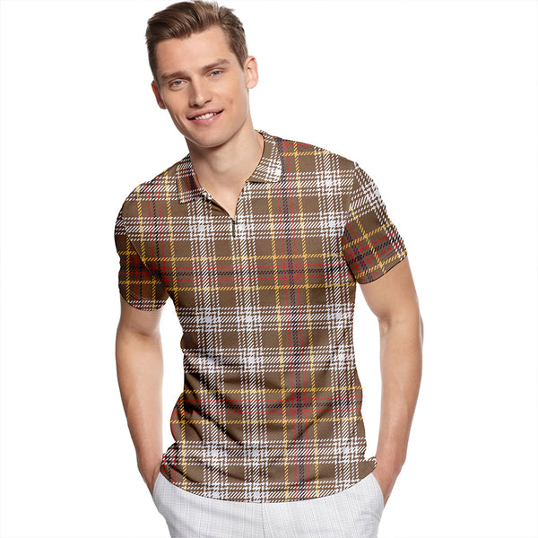 Bryant Weathered Tartan Classic Lapel Zip Short Sleeve Polo