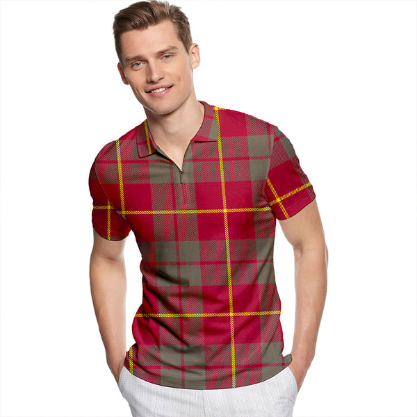 Bryce Modern Tartan Classic Lapel Zip Short Sleeve Polo