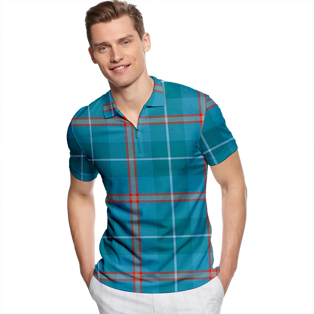 Bryson 1988 Ancient Tartan Classic Lapel Zip Short Sleeve Polo