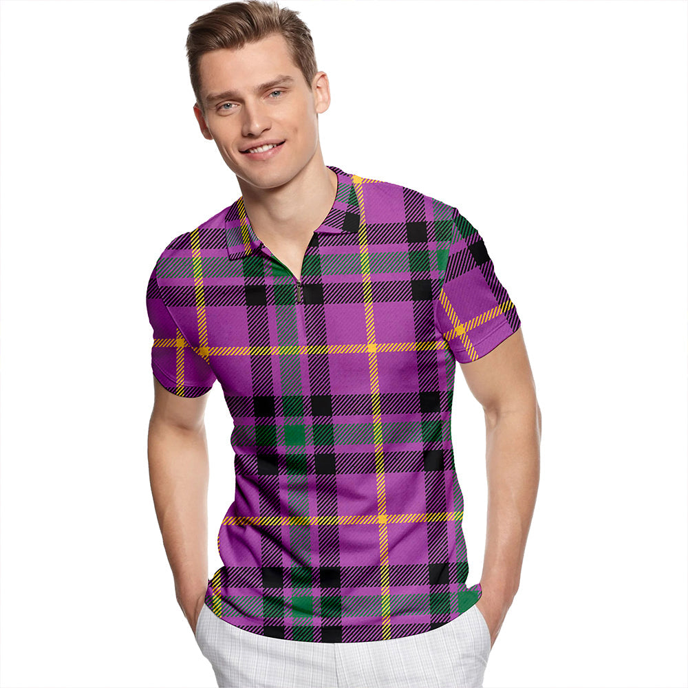 Bryson 2000 Ancient Tartan Classic Lapel Zip Short Sleeve Polo