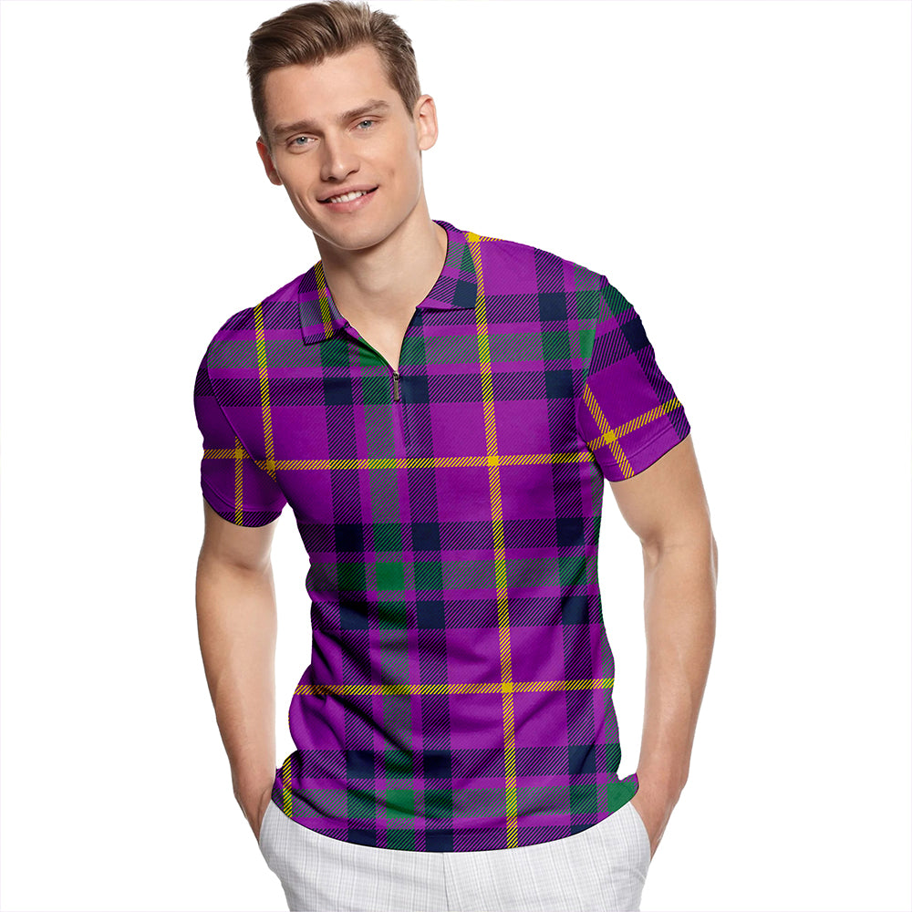 Bryson 2000 Modern Tartan Classic Lapel Zip Short Sleeve Polo