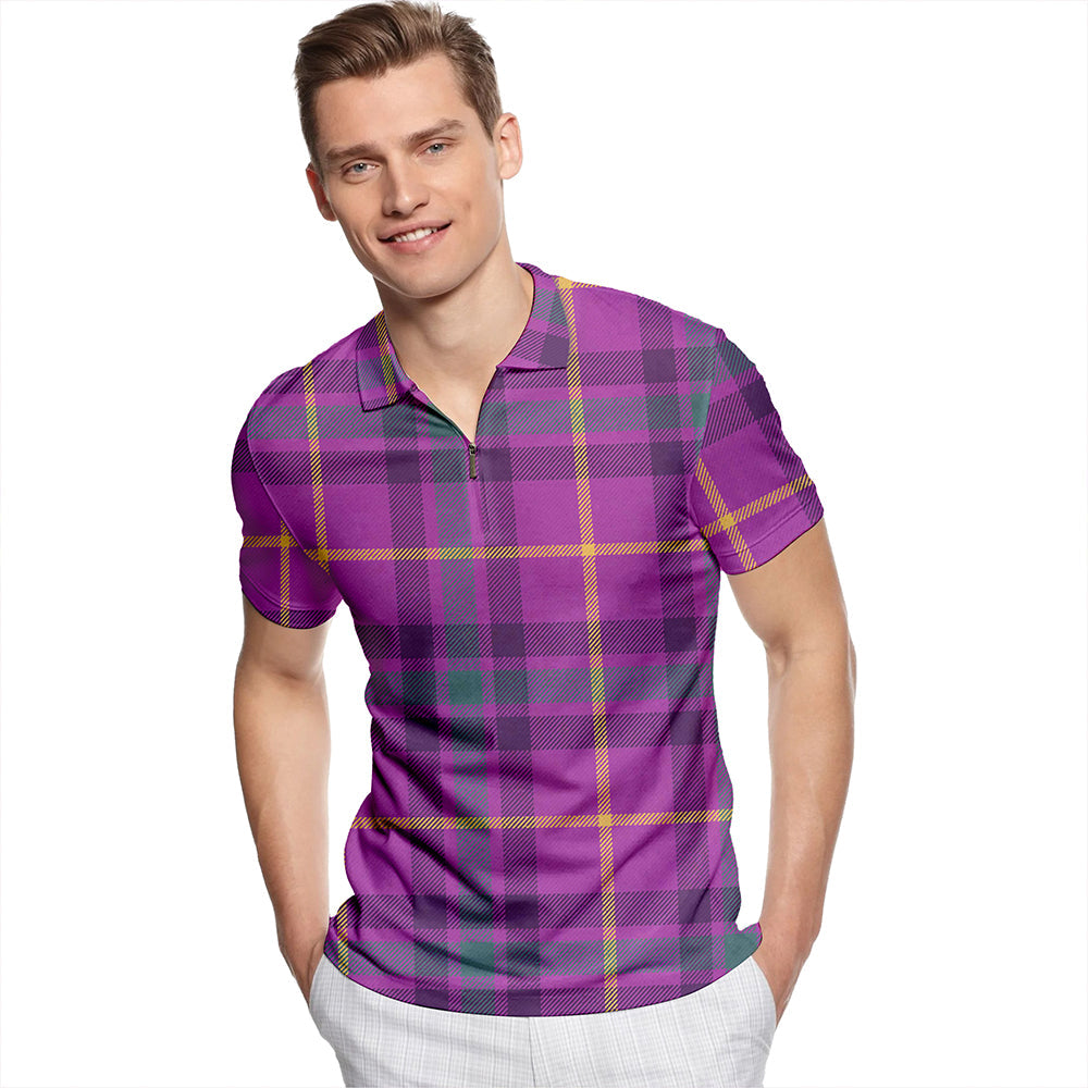 Bryson 2000 Weathered Tartan Classic Lapel Zip Short Sleeve Polo