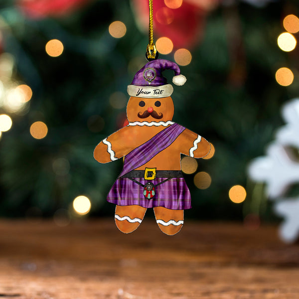 Bryson Ancient Clan Badge Tartan Wood Acrylic Ornament Gingerbread Scotland Warrior Personalized