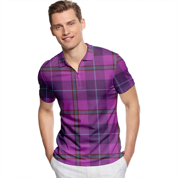 Bryson Weathered Tartan Classic Lapel Zip Short Sleeve Polo