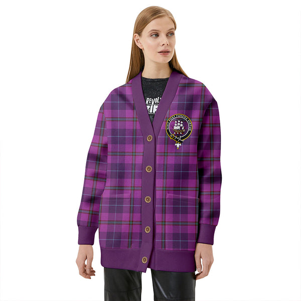 Bryson Weathered Clan Badge Tartan V-neck Cardigan