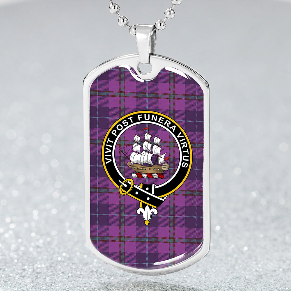 Bryson Weathered Clan Badge Classic Tartan Dog Tag Necklace