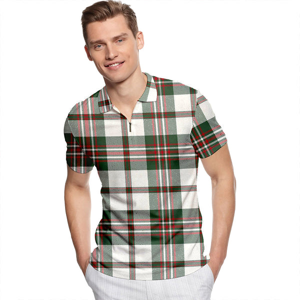 Buccleuch Dress Modern Tartan Classic Lapel Zip Short Sleeve Polo