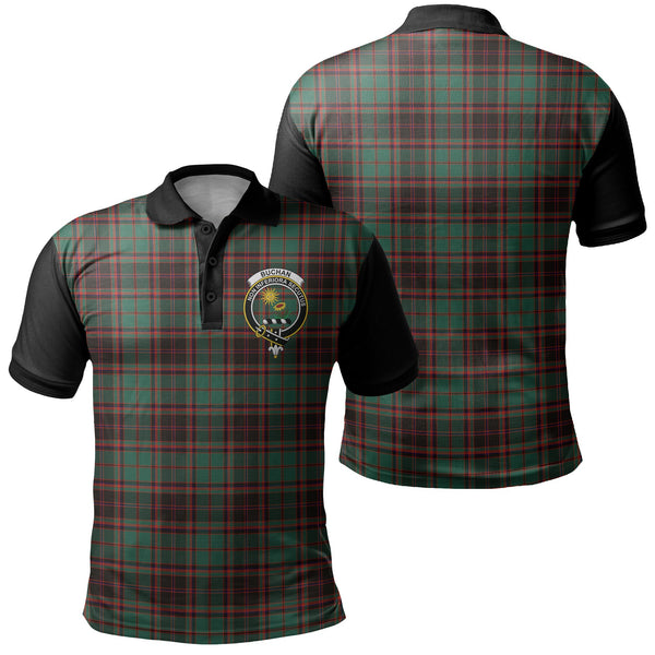 Buchan Ancient Tartan Crest Polo Shirt Black Neck 1 Style