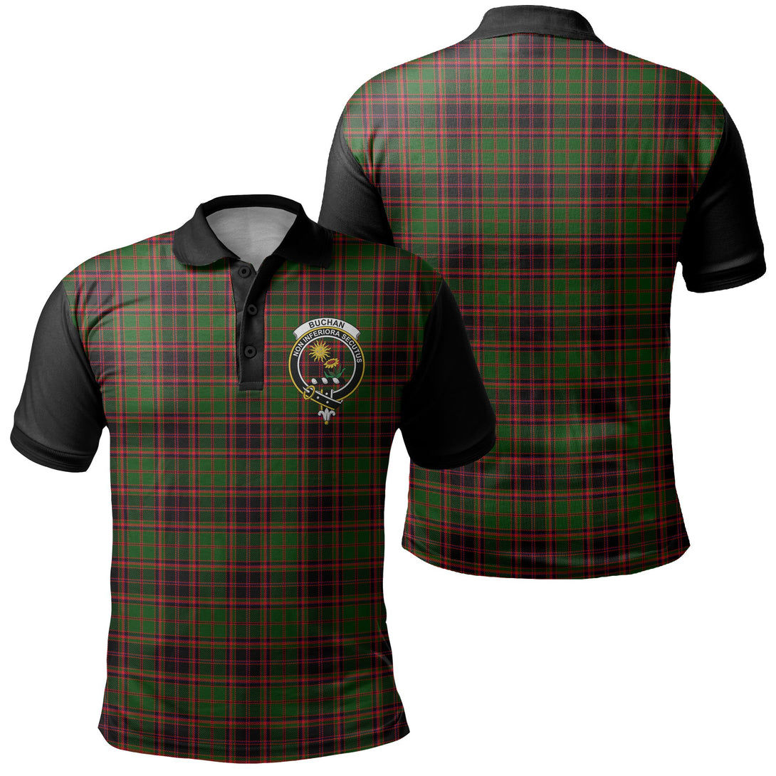 Buchan Modern Tartan Crest Polo Shirt Black Neck 1 Style