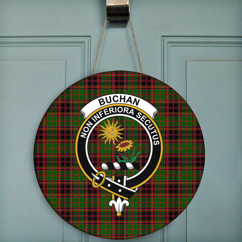 Buchan Modern Tartan Classic Crest Round Wooden Sign