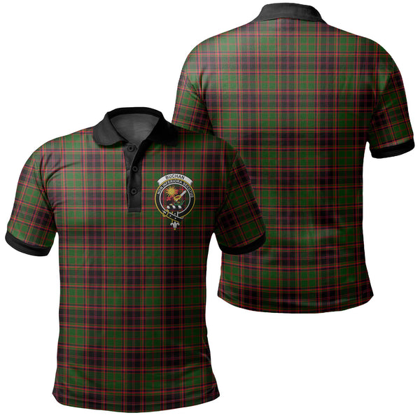 Buchan Modern Tartan Crest Polo Shirt Black Neck 2 Style