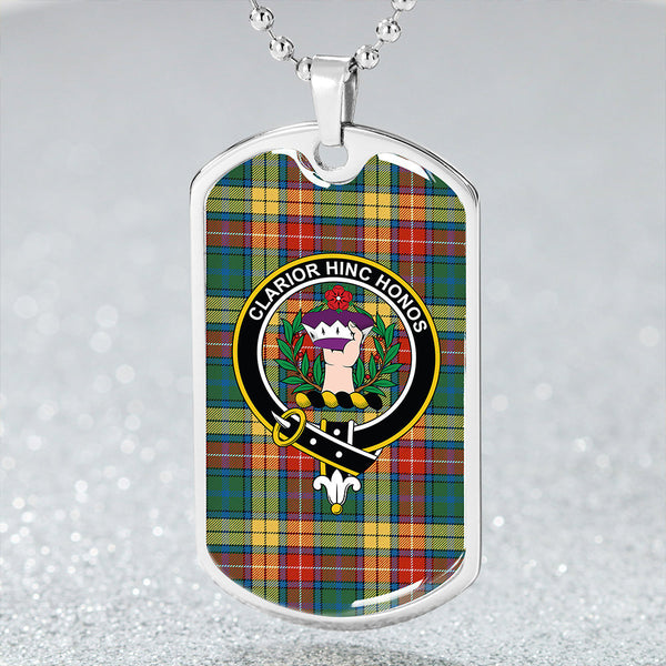 Buchanan Ancient Clan Badge Classic Tartan Dog Tag Necklace