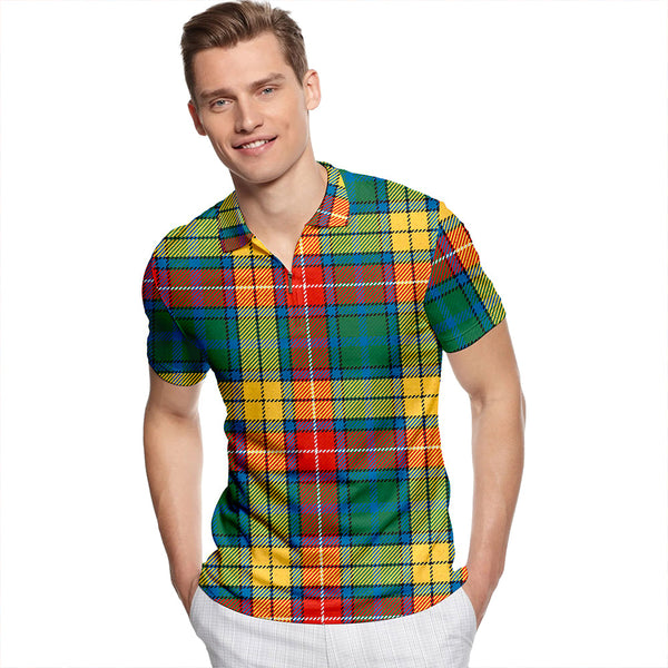 Buchanan Ancient Tartan Classic Lapel Zip Short Sleeve Polo