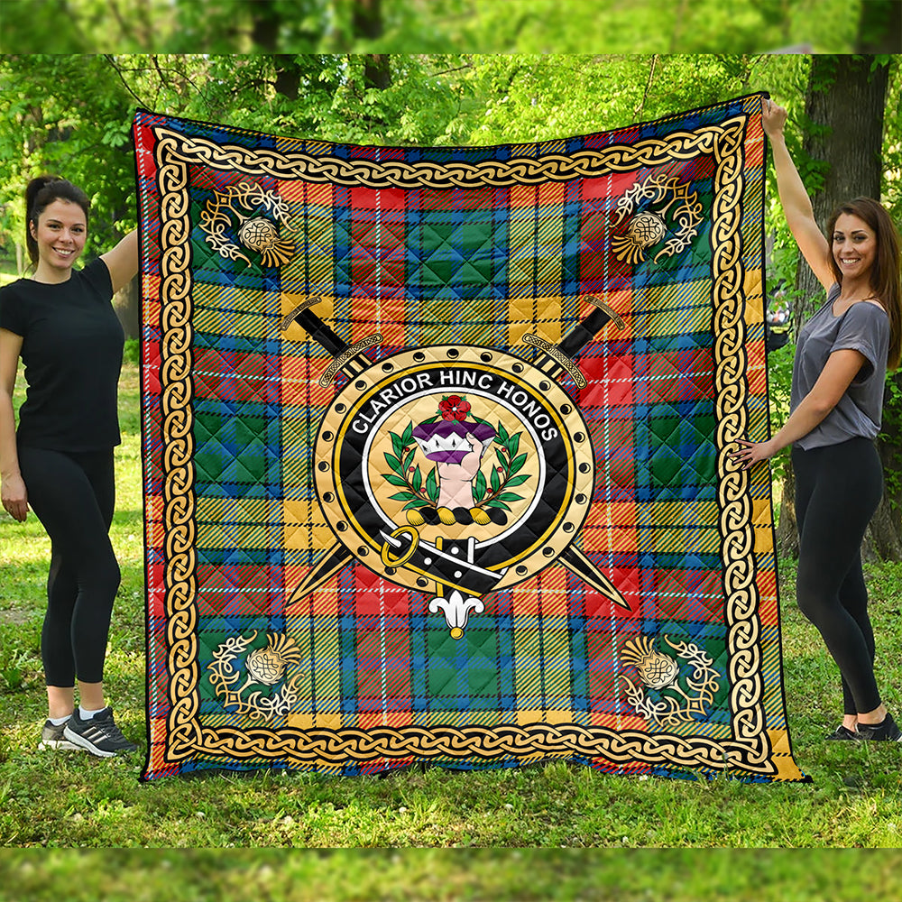 Buchanan Ancient Clan Badge Tartan Premium Quilt Celtic Shield