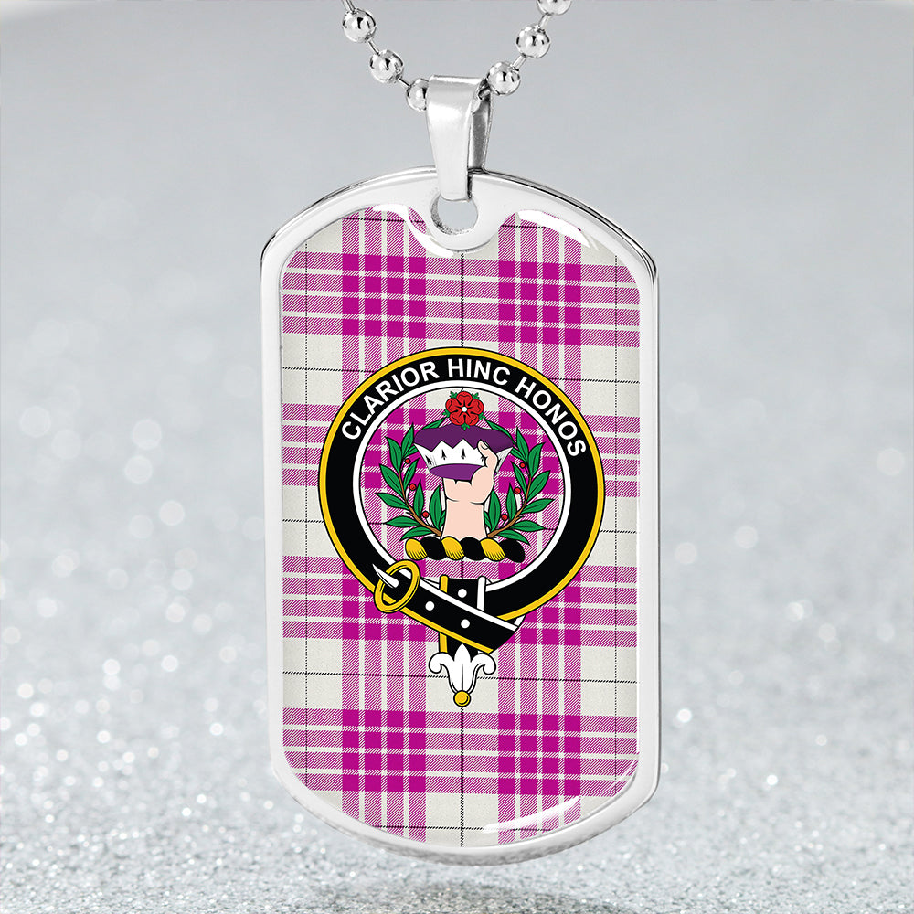 Buchanan Cerise #1 Special Modern Clan Badge Classic Tartan Dog Tag Necklace