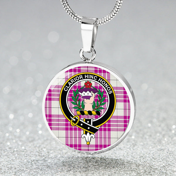 Buchanan Cerise #1 Special Modern Clan Badge Tartan Classic Circle Necklace