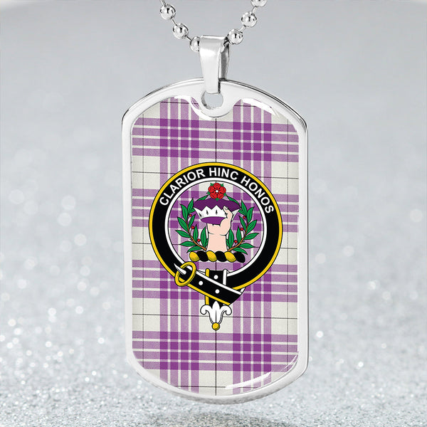 Buchanan Cerise #1 Special Weathered Clan Badge Classic Tartan Dog Tag Necklace