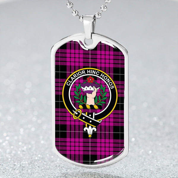 Buchanan Cerise #2 Special Modern Clan Badge Classic Tartan Dog Tag Necklace