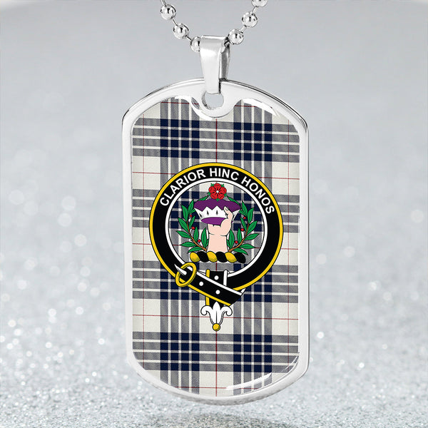 Buchanan Dress Dance Blue Clan Badge Classic Tartan Dog Tag Necklace