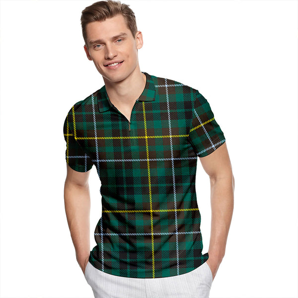 Buchanan Hunting Modern Tartan Classic Lapel Zip Short Sleeve Polo