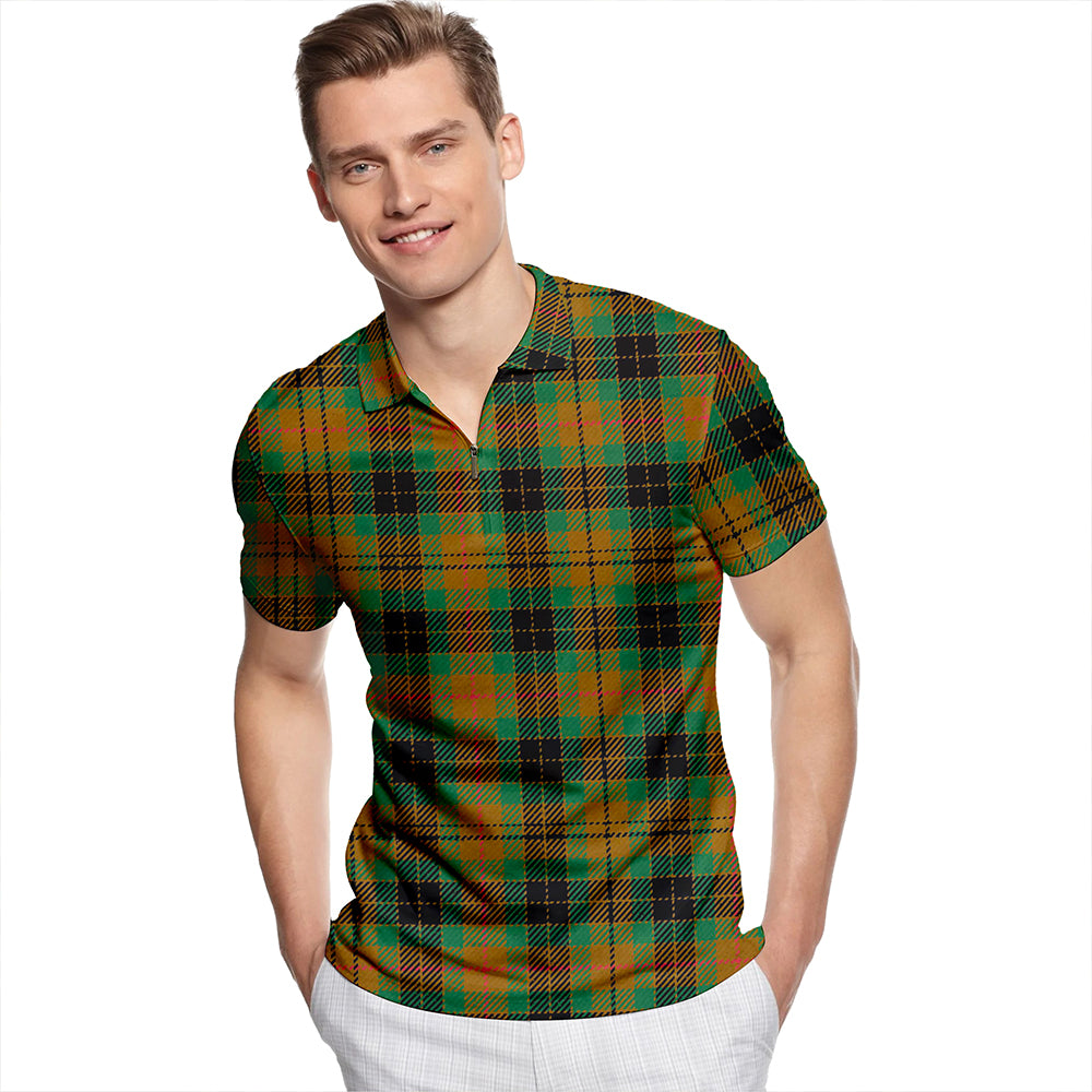 Buchanan Hunting #1 Ancient Tartan Classic Lapel Zip Short Sleeve Polo