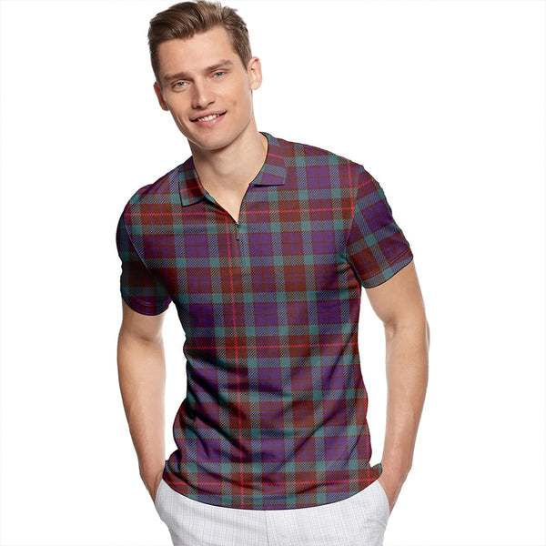 Buchanan Hunting #1 Weathered Tartan Classic Lapel Zip Short Sleeve Polo