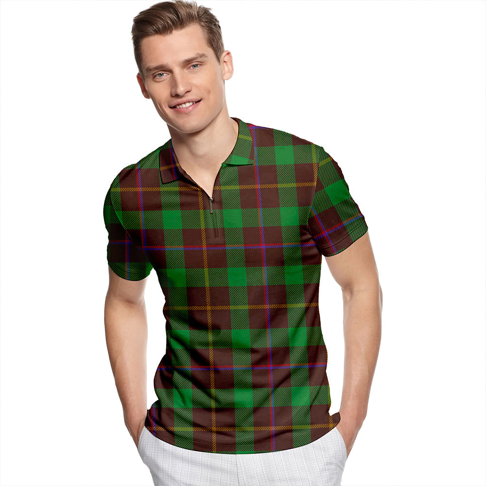 Buchanan Hunting #2 Modern Tartan Classic Lapel Zip Short Sleeve Polo