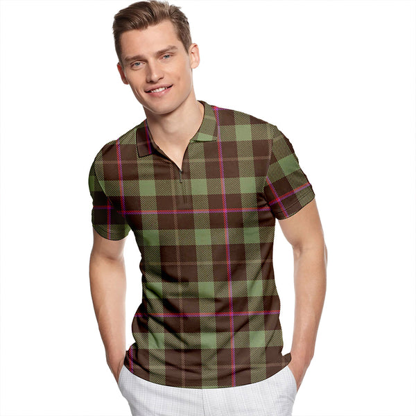 Buchanan Hunting #2 Weathered Tartan Classic Lapel Zip Short Sleeve Polo