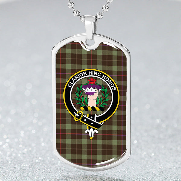 Buchanan Hunting #2 Weathered Clan Badge Classic Tartan Dog Tag Necklace