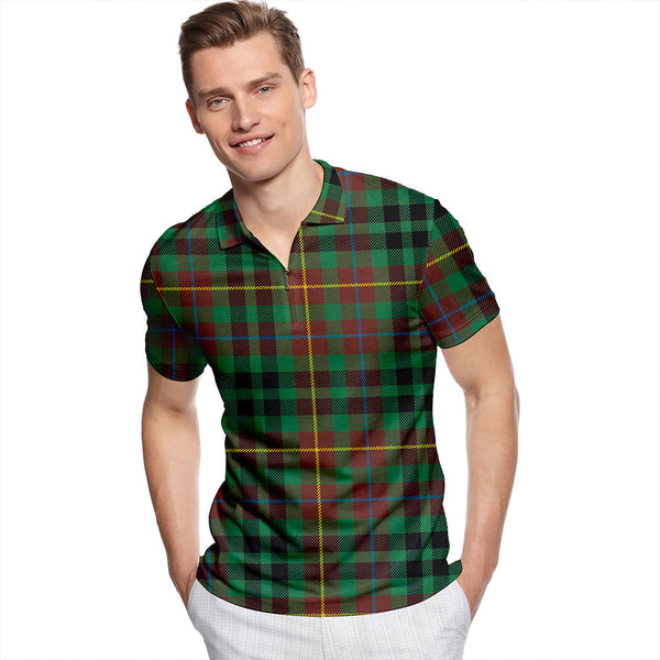 Buchanan Hunting #3 Modern Tartan Classic Lapel Zip Short Sleeve Polo