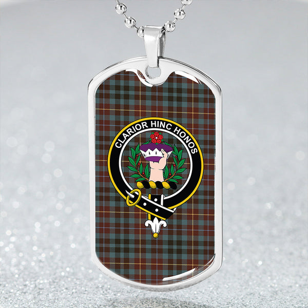 Buchanan Hunting #3 Weathered Clan Badge Classic Tartan Dog Tag Necklace