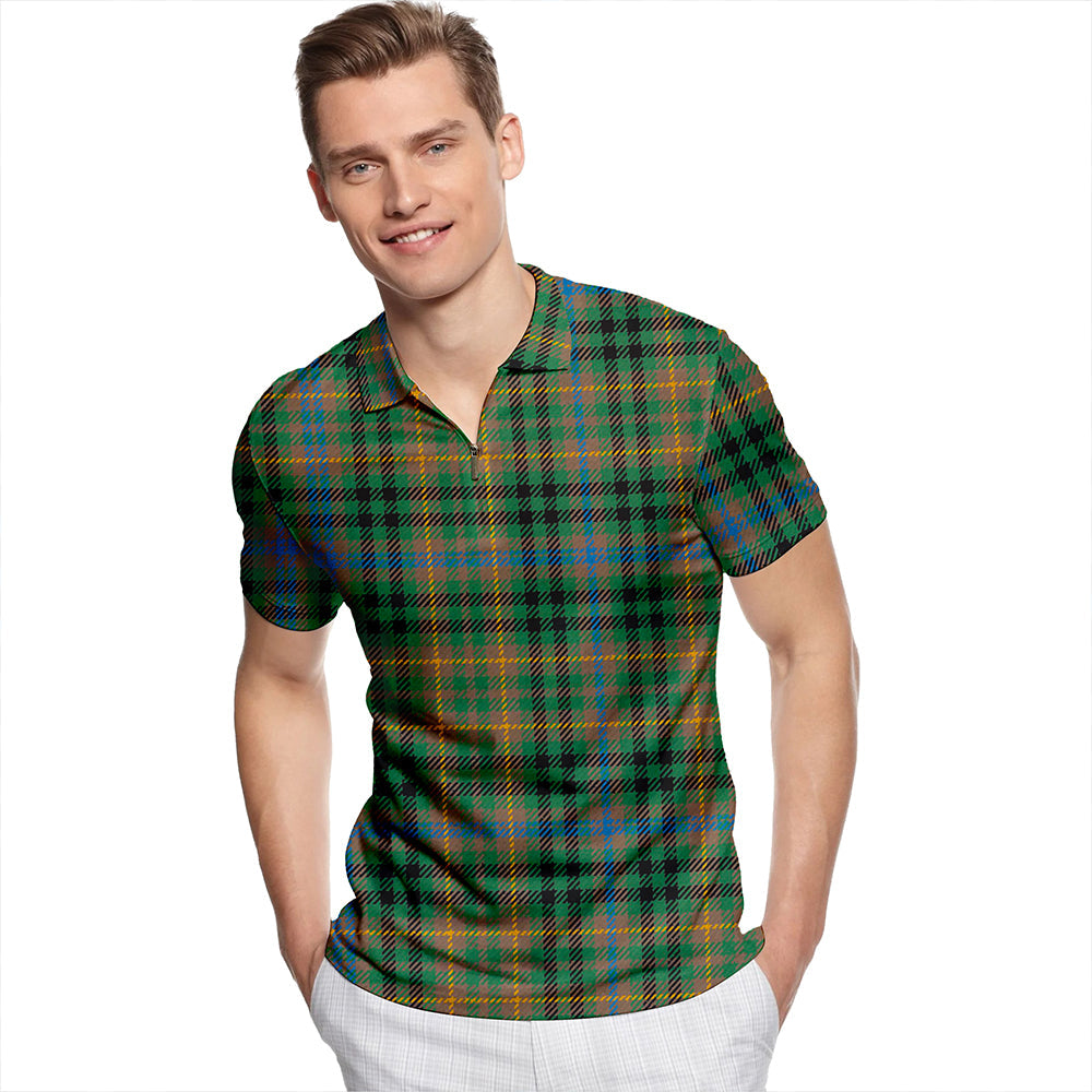 Buchanan Hunting #4 Ancient Tartan Classic Lapel Zip Short Sleeve Polo