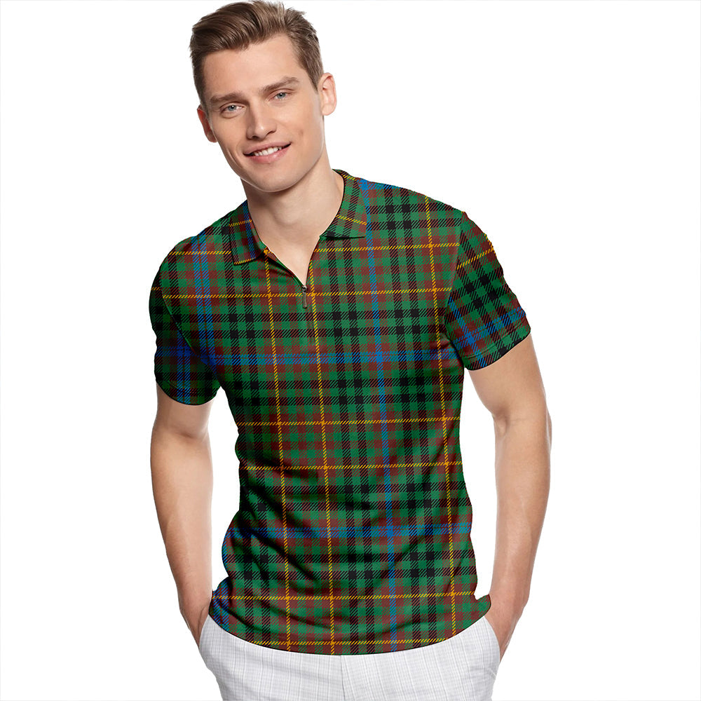 Buchanan Hunting #4 Modern Tartan Classic Lapel Zip Short Sleeve Polo