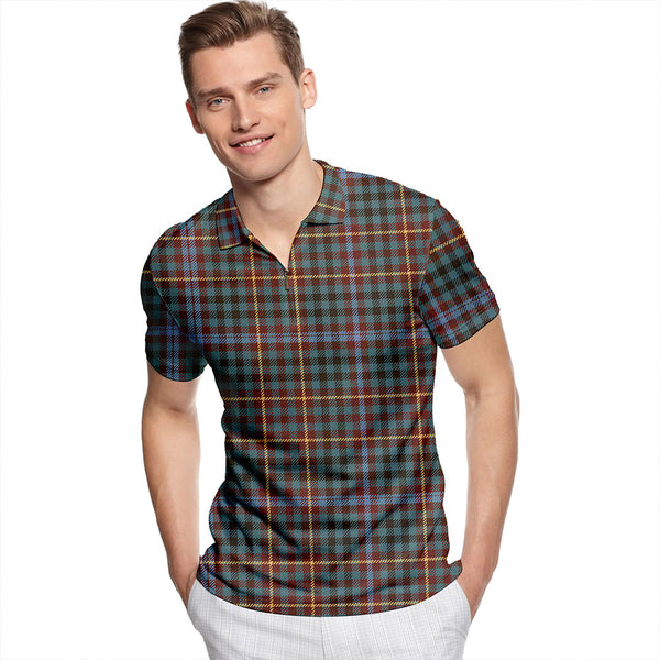 Buchanan Hunting #4 Weathered Tartan Classic Lapel Zip Short Sleeve Polo