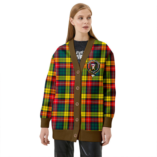 Buchanan Modern Clan Badge Tartan V-neck Cardigan